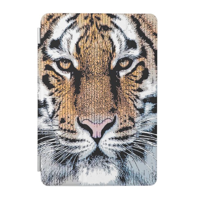 Wild Tiger Portrait Graphic Press Style iPad Mini Cover (Front)