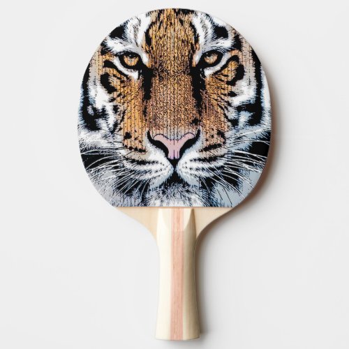 Wild Tiger Portrait Graphic Press Style Ping Pong Paddle