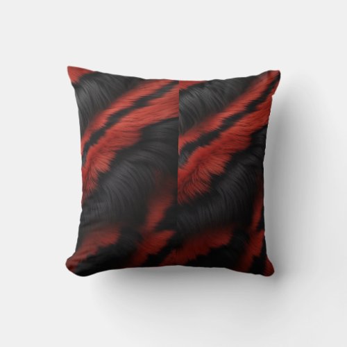 Wild Tiger Print Throw Pillow Bold Black and Red  Throw Pillow