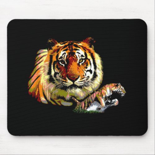 Wild Tiger Retro Pop Art Mouse Pad