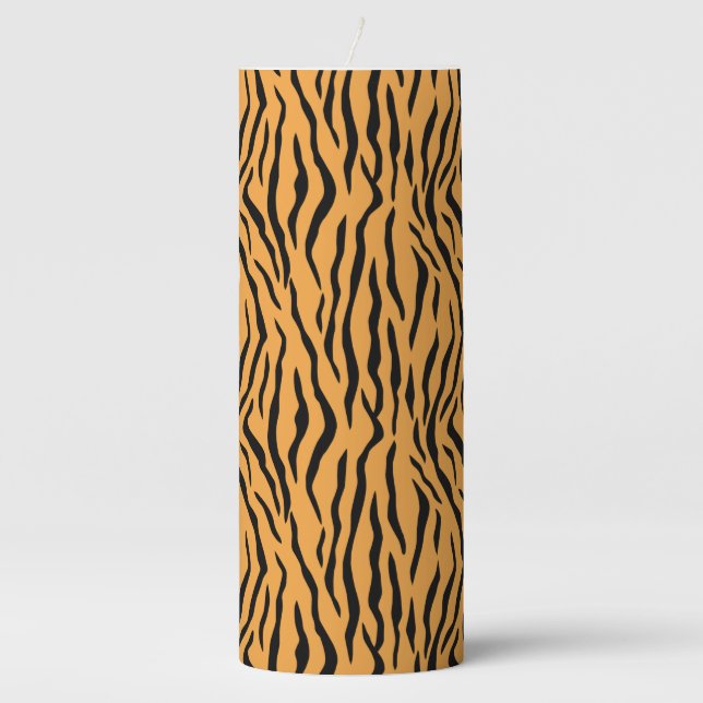 Wild Tiger Skin Pattern Pillar Candle (Front)