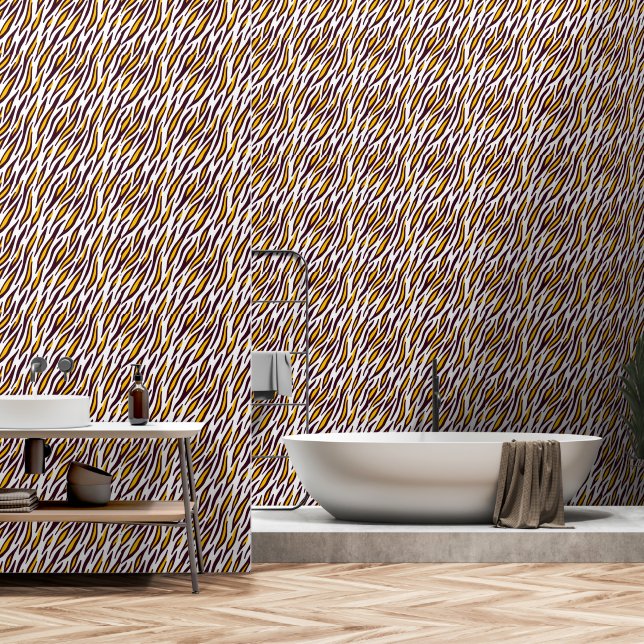 Wild Tiger Skin Pattern Wallpaper (Bathroom)