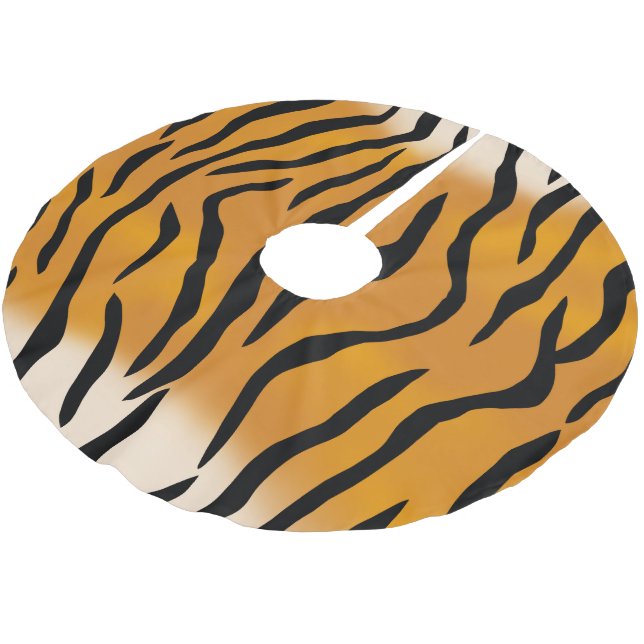 Wild Tiger Stripes Pattern Brushed Polyester Tree Skirt (Angled)