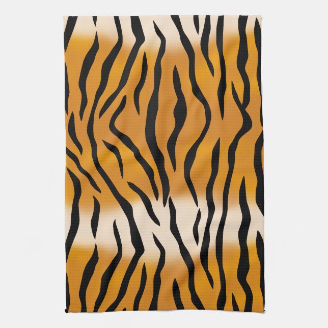 Wild Tiger Stripes Pattern Kitchen Towel (Vertical)