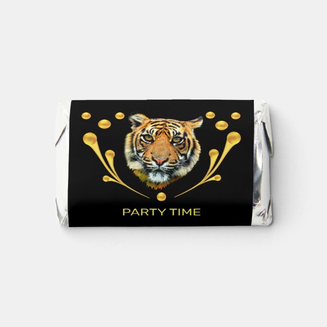 Wild Tiger with Gold Confetti on Black Hershey's Miniatures (Front)