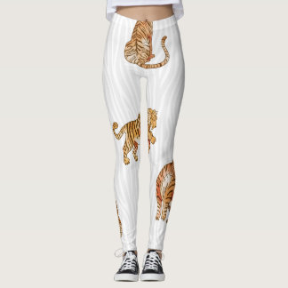 Wild Tigers: Watercolor Animal Pattern. Leggings