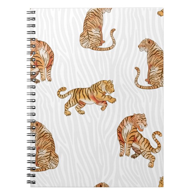 Wild Tigers: Watercolor Animal Pattern. Notebook (Front)
