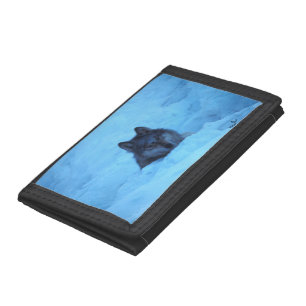 Wild Timber Wolf in Blue Snow Tri-fold Wallet
