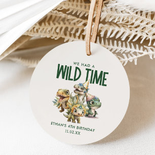 Wild Time Cute Dinosaur Kids Birthday Party Favor Tags