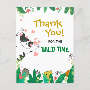 Wild Time Cute Tuxedo Kitty Cat Thank You Postcard