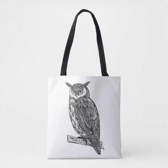 Wild Totem Animal Owl Doodle 2 Tote Bag (Front)