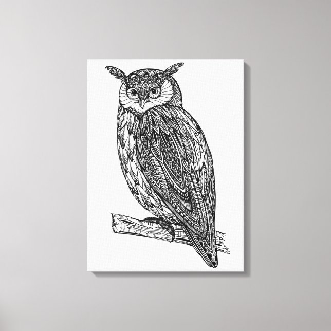 Wild Totem Animal Owl Doodle 6 Canvas Print (Front)