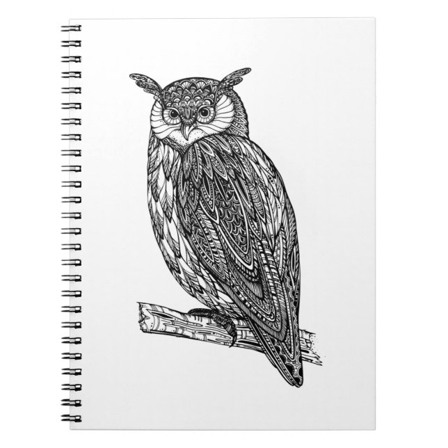Wild Totem Animal Owl Doodle Notebook (Front)
