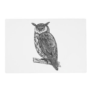 Wild Totem Animal Owl Doodle Placemat