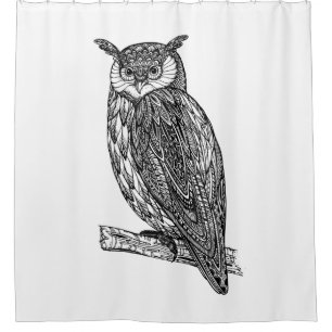 Wild Totem Animal Owl Doodle Shower Curtain