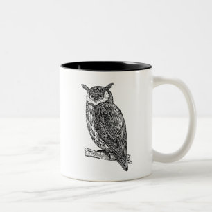 Wild Totem Animal Owl Doodle Two-Tone Coffee Mug