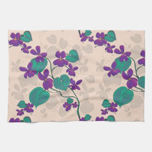 Wild Trailing Purple Violets Kitchen Towel