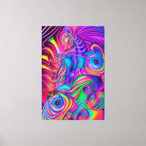 Wild Trippy Abstract Pattern Psychedelic Art Color Canvas Print