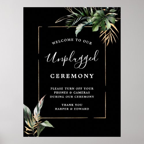 Wild Tropical Foliage Unplugged Wedding Ceremony Poster