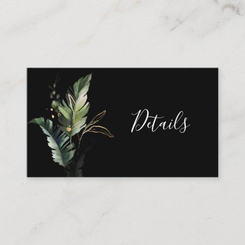 Wild Tropical Foliage Wedding Black Details Enclos Enclosure Card