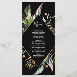 Wild Tropical Foliage Wedding Black Menu
