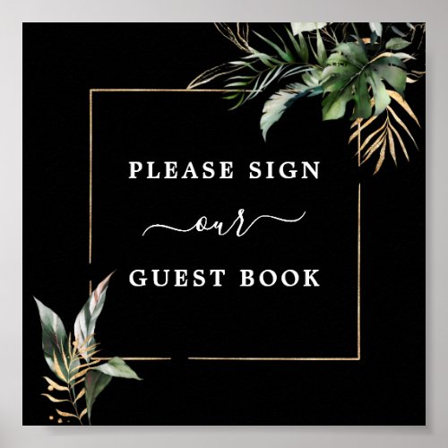 Wild Tropical Foliage Wedding Guest Book Sign