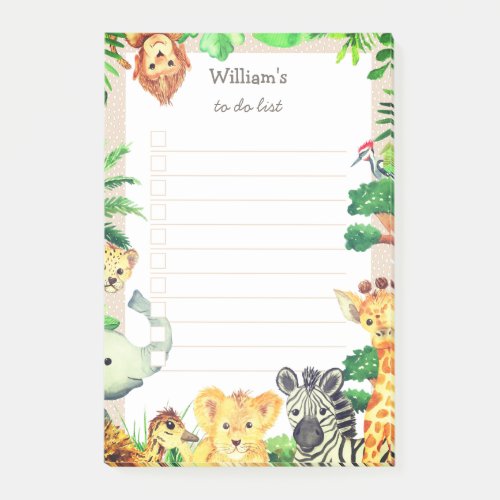 Wild Tropical Jungle Animals Numbered To Do List Post_it Notes