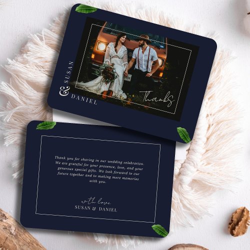 Wild Tropical Leaves Photo Wedding Thank You Card 