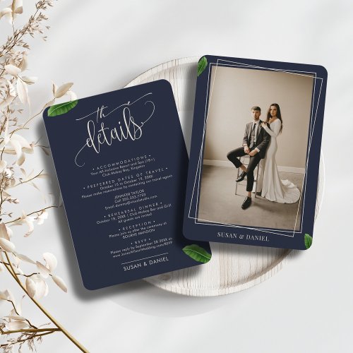 Wild Tropical Leaves Photo Wedding Travel Details Enclosure Card