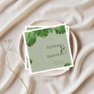 Wild Tropical Lush Palm Leaves & Modern Wedding Napkins