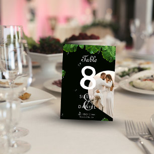 Wild Tropical & Lush Palm Leaves Photo Wedding   Table Number