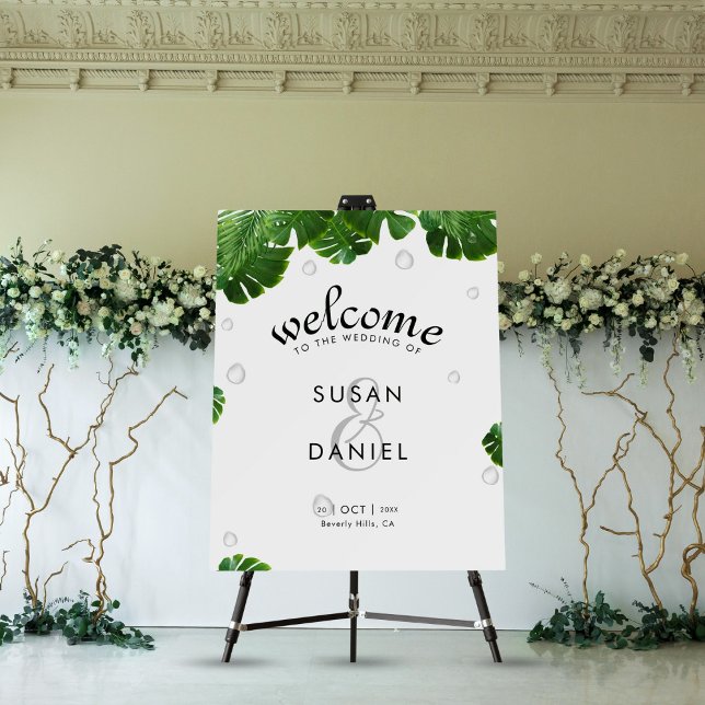 Wild Tropical & Lush Palm Leaves Wedding Welcome Foam Board (Creator Uploaded)
