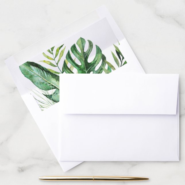 Wild Tropical Palm 2 Wedding Invitation Envelope Liner (Desk)