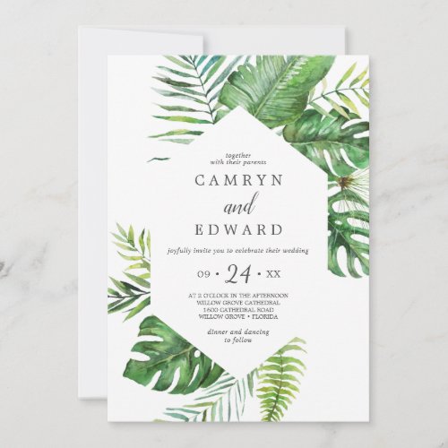 Wild Tropical Palm All In One Wedding Invitation