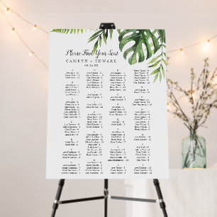 Wild Tropical Palm Alphabetical Seating Chart Foam Board