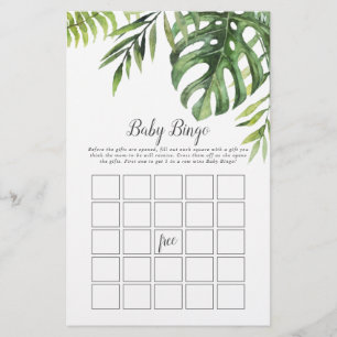 Wild Tropical Palm Baby Bingo Game Flyer