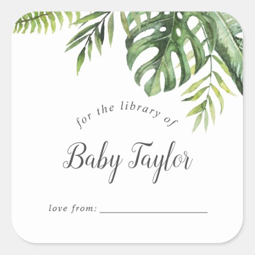 Wild Tropical Palm Baby Shower Bookplate