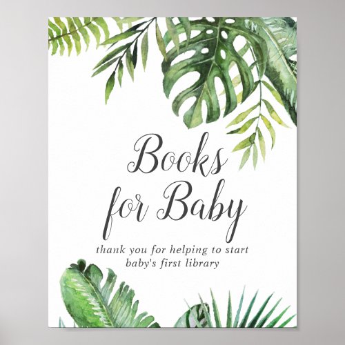 Wild Tropical Palm Baby Shower Books for Baby Sign