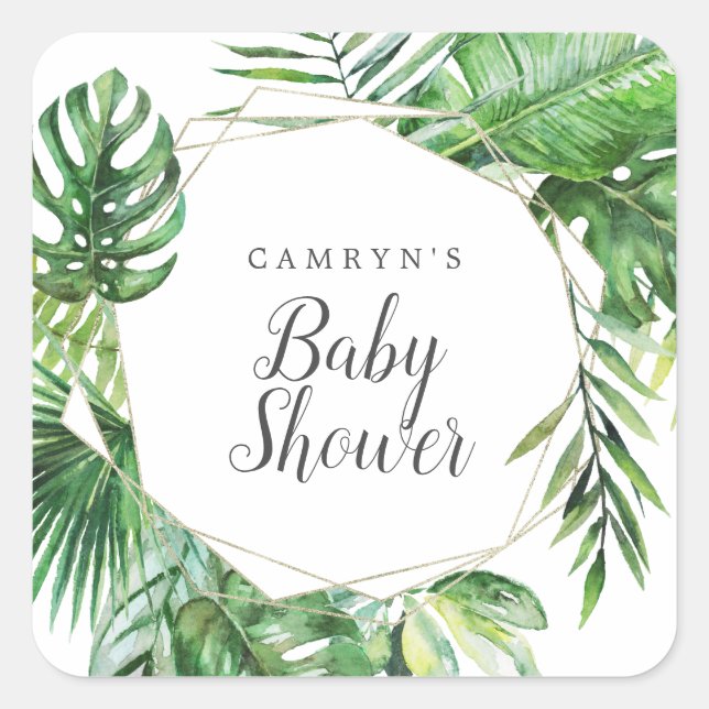 Wild Tropical Palm Baby Shower Envelope Seals (Front)