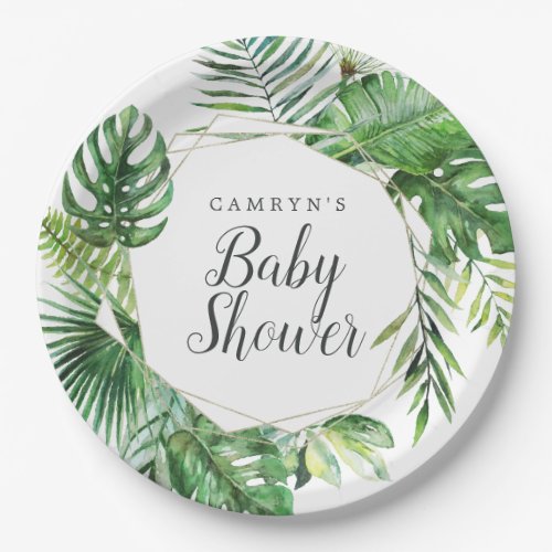 Wild Tropical Palm Baby Shower Paper Plate
