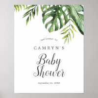 Wild Tropical Palm Baby Shower Welcome Poster