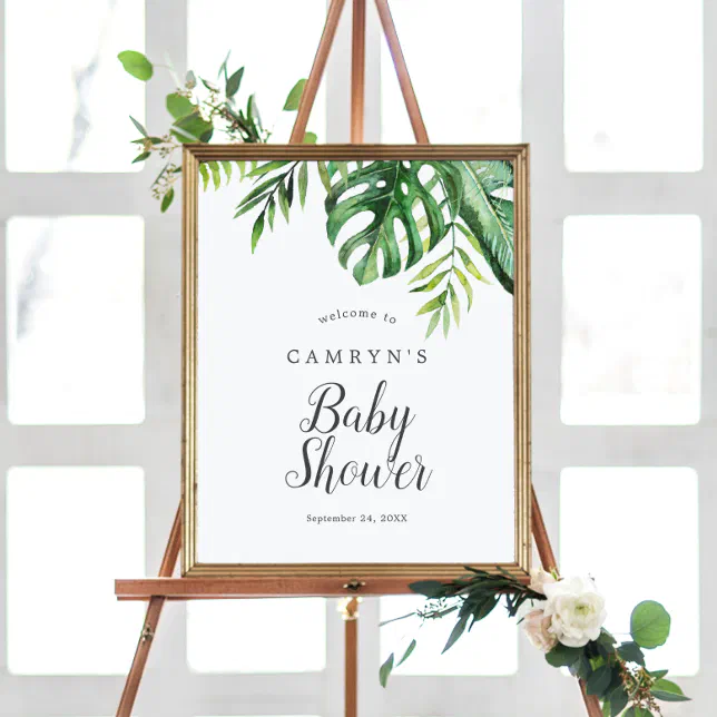 Wild Tropical Palm Baby Shower Welcome Poster | Zazzle