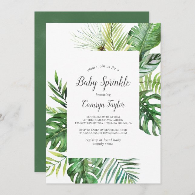 Wild Tropical Palm Baby Sprinkle Invitation (Front/Back)