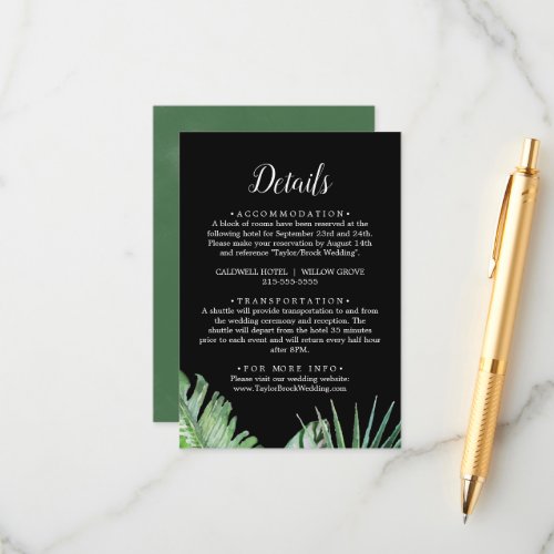 Wild Tropical Palm  Black Details Enclosure Card