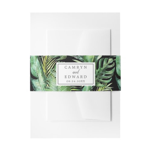 Wild Tropical Palm  Black Invitation Belly Band