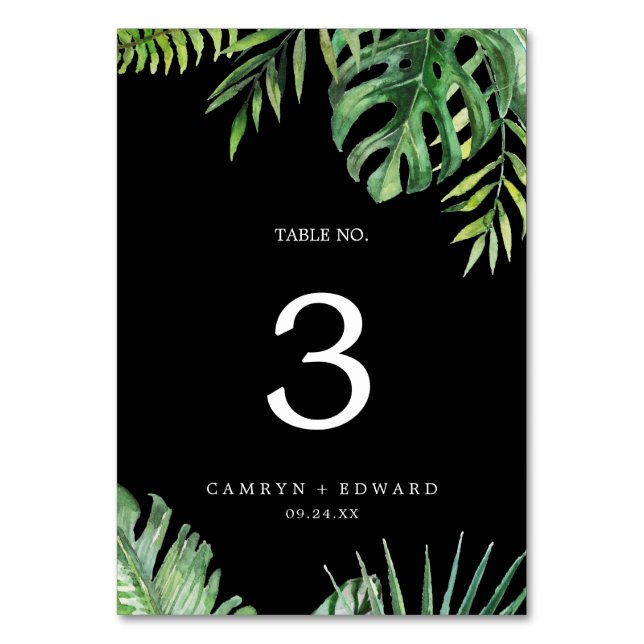 Wild Tropical Palm | Black Table Number (Front)