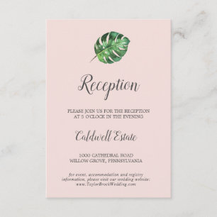 Wild Tropical Palm Blush Reception Insert Card