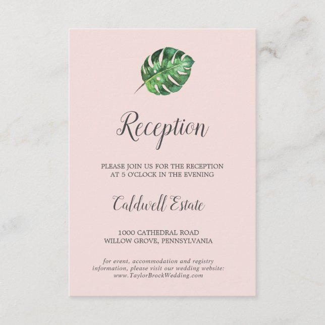Wild Tropical Palm | Blush Reception Insert Card (Front)