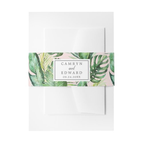 Wild Tropical Palm  Blush Wedding Belly Band