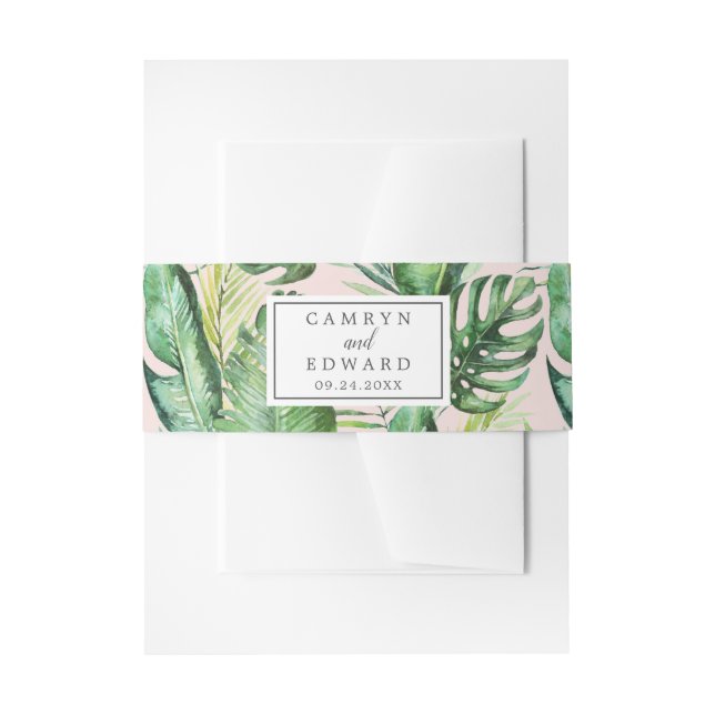 Wild Tropical Palm | Blush Wedding Belly Band (Front Example)